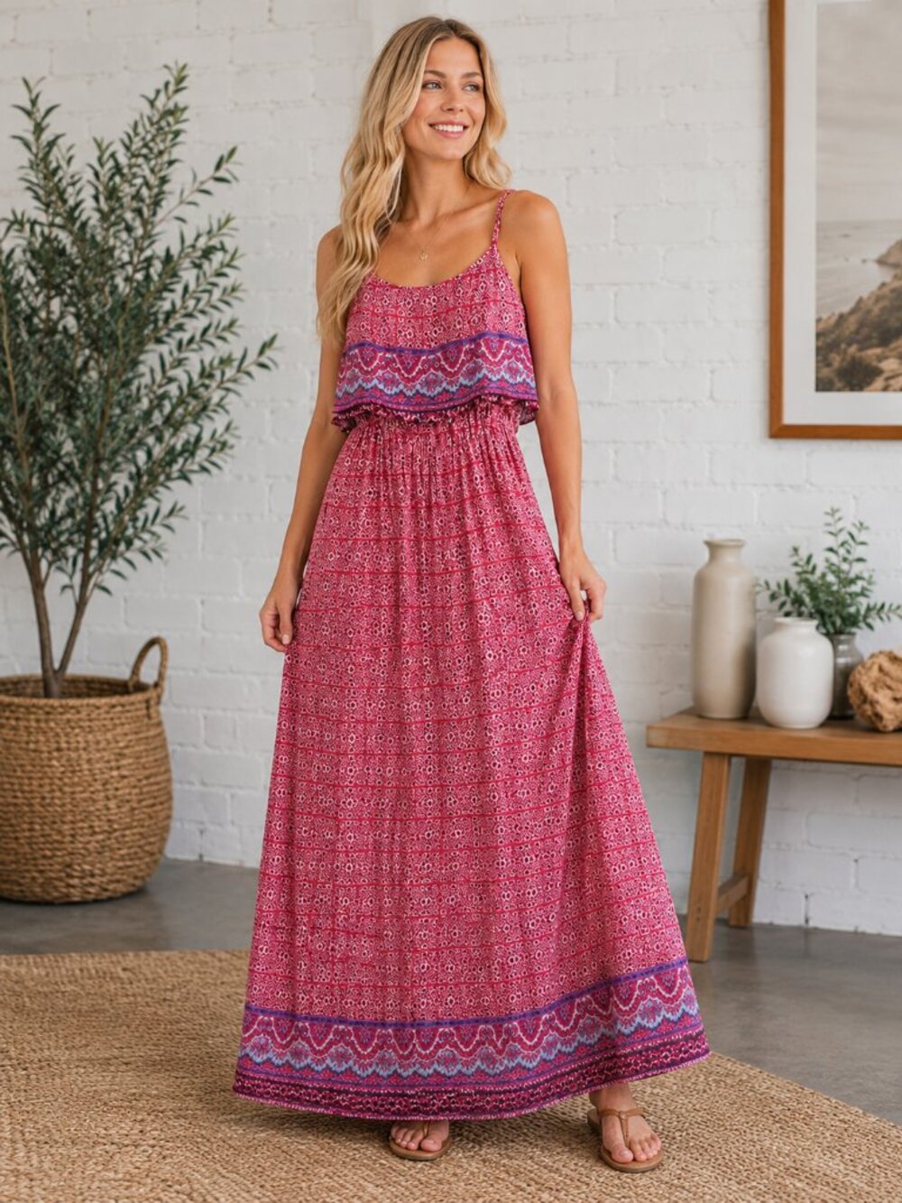 Pink Rose Boho Maxi